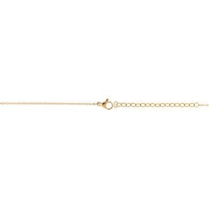 Collier Acier Jaune Perle Synthétique 4mm Cœur Zirconium 18mm  40  à 45cm