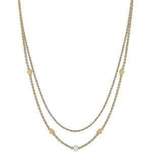 Collier Acier Jaune Double Rangs Perle Fantaisie Coeurs 4mm 40  à 45cm
