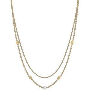 Collier Acier Jaune Double Rangs Perle Fantaisie Coeurs 4mm 40  à 45cm