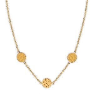 Collier Acier Jaune Pastilles Martelées 8mm 40  à 45cm