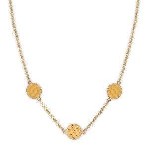 Collier Acier Jaune Pastilles Martelées 8mm 40  à 45cm