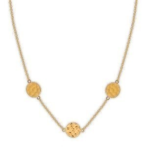 Collier Acier Jaune Pastilles Martelées 8mm 40  à 45cm