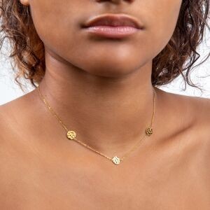 Collier Acier Jaune Pastilles Martelées 8mm 40  à 45cm