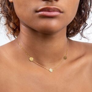 Collier Acier Jaune Pastilles Martelées 8mm 40  à 45cm