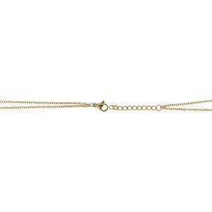 Collier Acier Jaune Double Rangs Motif Martelé 16.5mm Lisse 7.5mm 40  à 45cm