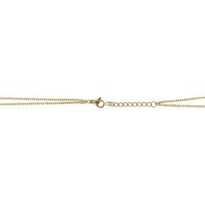 Collier Acier Jaune Double Rangs Motif Martelé 16.5mm Lisse 7.5mm 40  à 45cm