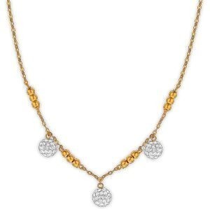 Collier Or 375 Chaîne 1.1mm Boules 2.6mm Cristal Blanc 6  à 6.5mm 42  à 45cm