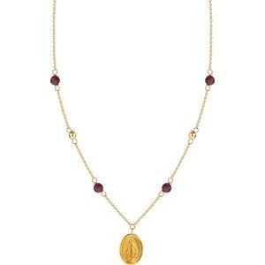 Collier Chapelet 0.7mm Or 750 Miraculeuse 8*10mm Cristal Grenat 3.5mm 42  à 45cm