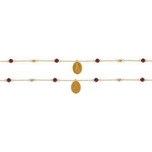 Collier Chapelet 0.7mm Or 750 Miraculeuse 8*10mm Cristal Grenat 3.5mm 42  à 45cm