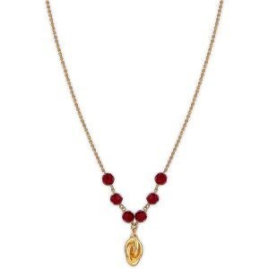Collier Plaqué Or Nœud Forçat Antillais 8mm Cristal Grenat 6mm 42  à 45cm