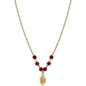 Collier Plaqué Or Nœud Forçat Antillais 8mm Cristal Grenat 6mm 42  à 45cm