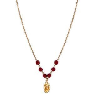Collier Plaqué Or Nœud Forçat Antillais 8mm Cristal Grenat 6mm 42  à 45cm