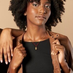 Collier Plaqué Or Nœud Forçat Antillais 8mm Cristal Grenat 6mm 42  à 45cm