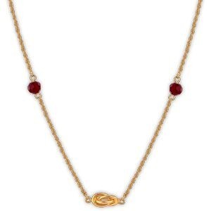 Collier Plaqué Or Nœud Forçat Antillais 6mm Cristal Grenat 6mm 42  à 45cm