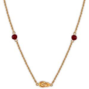 Collier Plaqué Or Nœud Forçat Antillais 6mm Cristal Grenat 6mm 42  à 45cm