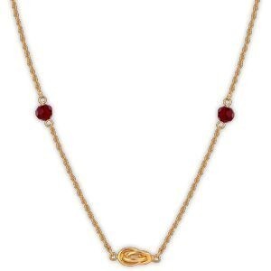 Collier Plaqué Or Nœud Forçat Antillais 6mm Cristal Grenat 6mm 42  à 45cm