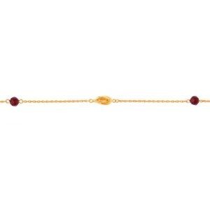 Collier Plaqué Or Nœud Forçat Antillais 6mm Cristal Grenat 6mm 42  à 45cm