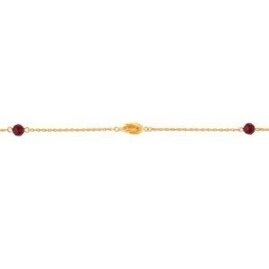 Collier Plaqué Or Nœud Forçat Antillais 6mm Cristal Grenat 6mm 42  à 45cm