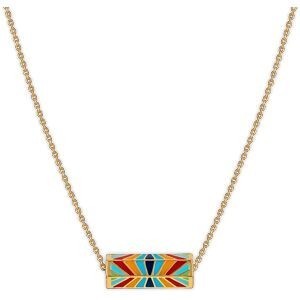 Collier Plaqué Or 42  à 45cm Talisman 20*8mm Email Multicolore 20*8mm