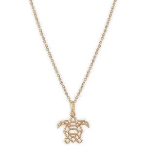 Collier Plaqué Or Tortue Origami 18*23mm 42  à 45cm