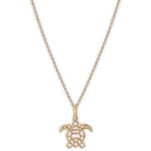 Collier Plaqué Or Tortue Origami 18*23mm 42  à 45cm