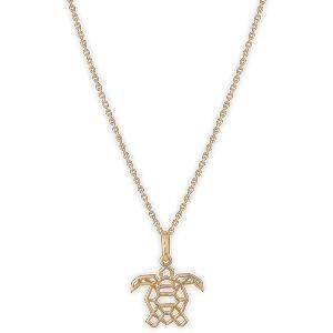 Collier Plaqué Or Tortue Origami 18*23mm 42  à 45cm