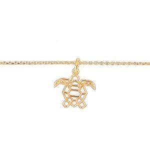 Collier Plaqué Or Tortue Origami 18*23mm 42  à 45cm