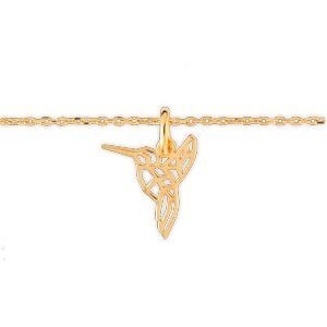 Collier Plaqué Or Colibri Origami 13.5*20mm 42  à 45cm