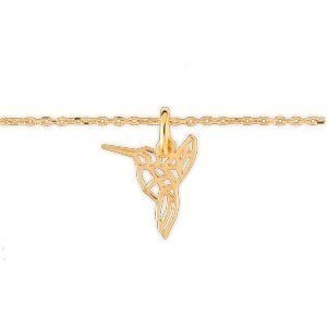 Collier Plaqué Or Colibri Origami 13.5*20mm 42  à 45cm