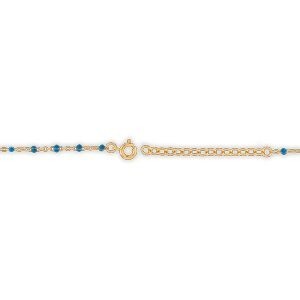 Collier Plaqué Or 42  à 45cm Talisman 20*8mm Happy Email Et Bille Résine Bleue