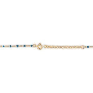 Collier Plaqué Or 42  à 45cm Talisman 20*8mm Happy Email Et Bille Résine Bleue