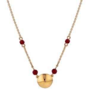 Collier Plaqué Or 42  à 45cm Batée 12mm Cristal Grenat 4mm
