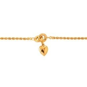 Collier Or 375 Maille Corde 2.6mm Cœur 10mm 45cm