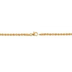 Collier Or 375 Maille Corde 2.6mm Cœur 10mm 45cm