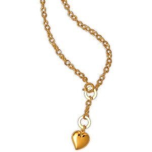 Collier Y Or 375 Maille Fantaisie Légère 4.3mm Pendant 50mm Cœur14mm 43cm