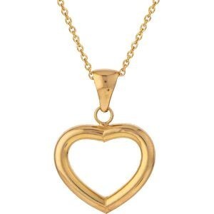 Collier Cœur 15*17mm Chaîne Forçat Or 375 45cm