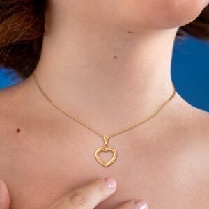 Collier Cœur 15*17mm Chaîne Forçat Or 375 45cm