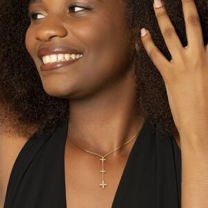 Collier Y Plaqué Or Etoiles Zirconium 9  à 12mm Pendant 48mm Chaîne 1.3mm 38  à 42cm