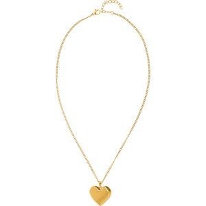 Collier Acier Jaune Cœur 25*29mm Avec Bélière Chaîne Gourmette 2.1mm 45 à 50cm