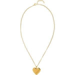 Collier Acier Jaune Cœur 25*29mm Avec Bélière Chaîne Gourmette 2.1mm 45 à 50cm