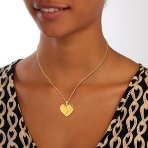 Collier Acier Jaune Cœur 25*29mm Avec Bélière Chaîne Gourmette 2.1mm 45 à 50cm