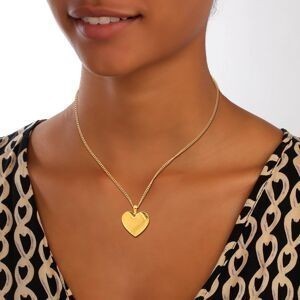 Collier Acier Jaune Cœur 25*29mm Avec Bélière Chaîne Gourmette 2.1mm 45 à 50cm