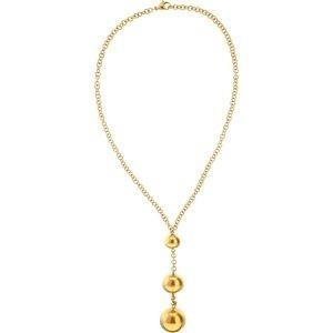 Collier Y Acier Jaune Pendant 90mm Boules 10 à 20mm Chaîne 4mm 45cm