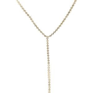 Collier Y Plaqué or Maille Tennis Cristal Blanc 2mm Pendant 70mm 38 à 42cm