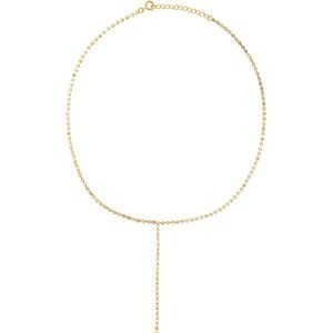 Collier Y Plaqué or Maille Tennis Cristal Blanc 2mm Pendant 70mm 38 à 42cm
