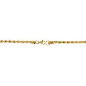 Collier Acier Jaune Maille Corde 6mm 80cm