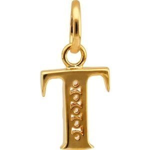 Pendentif Plaqué Or Lettre T Zirconium 11*23mm Avec Bélière