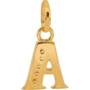 Pendentif Plaqué Or Lettre A Zirconium 11*22cm Avec Bélière