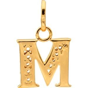 Pendentif Plaqué Or Lettre M Zirconium 14*22cm Avec Bélière