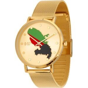 Montre Homme G97 Carte Drapeau Martinique Cadran Doré 36.6mm Brac Mesh Doré 17.5mm 3ATM